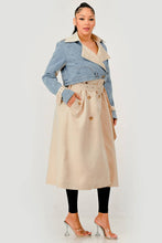 Load image into Gallery viewer, Denim Contrast Belted Trench Coat