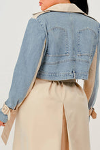 Load image into Gallery viewer, Denim Contrast Belted Trench Coat