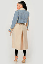 Load image into Gallery viewer, Denim Contrast Belted Trench Coat