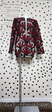 Load image into Gallery viewer, Black and Red velvet patch open front blazer    sz med, oversize
