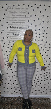 Load image into Gallery viewer, Yellow/Gray cardigan   sz lrg
