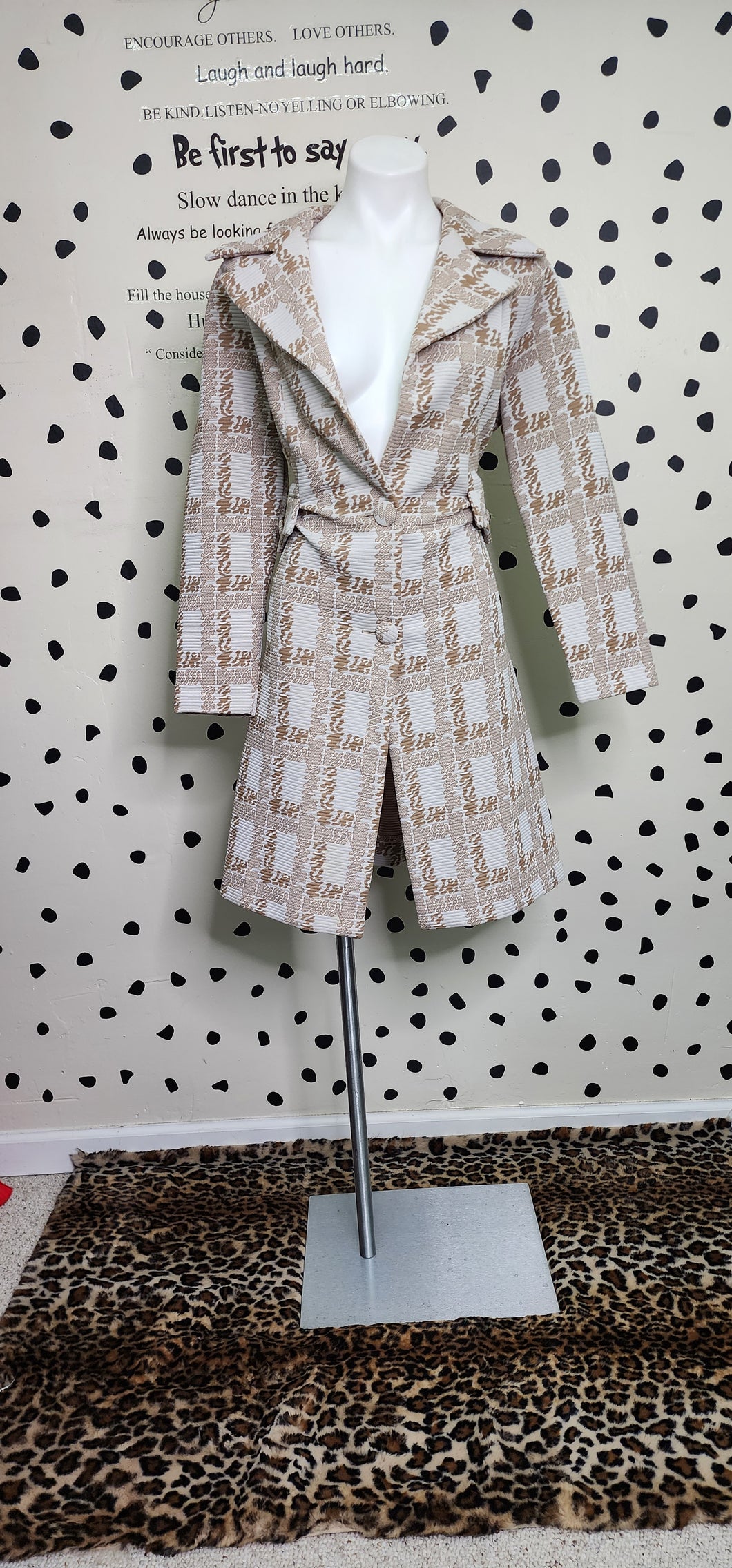 Tan and Cream trench   sz small/med