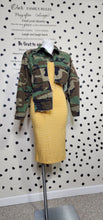 Load image into Gallery viewer, Crop Camo distressed jacket  sz: med-xlrg
