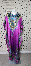 Load image into Gallery viewer, Purple multiprint Kaftan     one size
