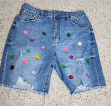 Load image into Gallery viewer, Candy coated denim shorts   sz 14
