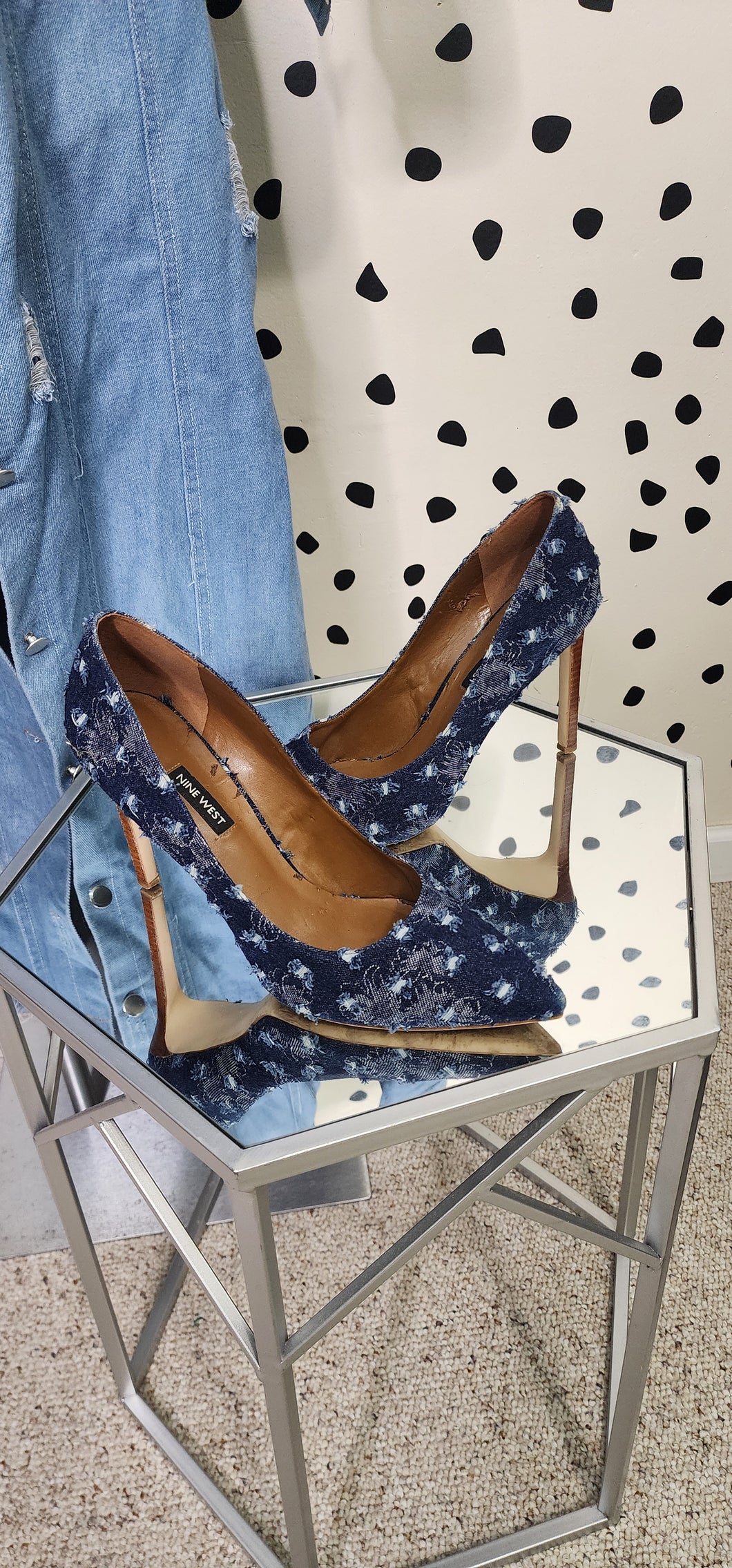 Nine West denim heels   sz 11