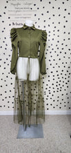 Load image into Gallery viewer, Olive Green sheer bottom top   sz med
