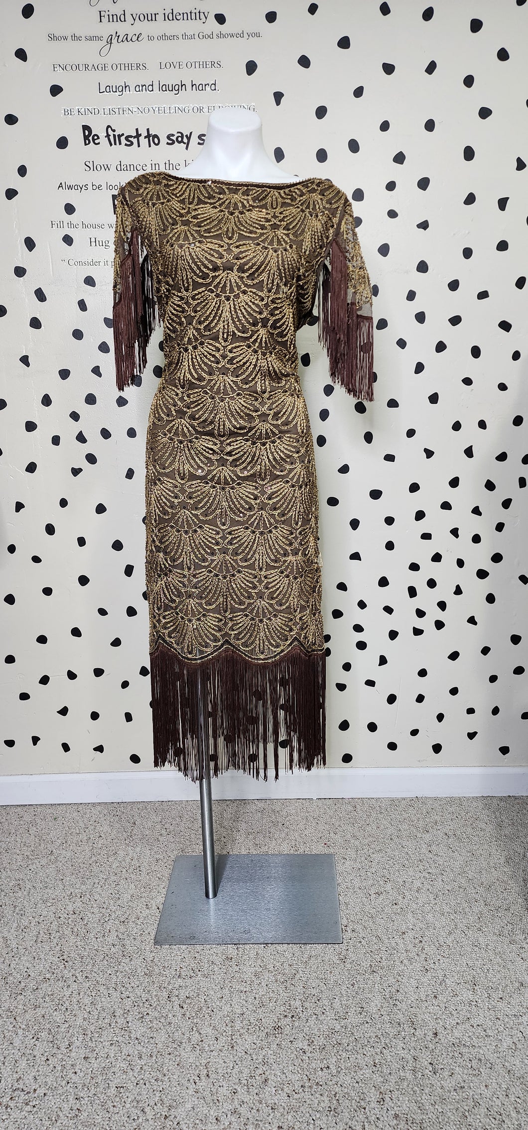 Babeyond Fringe beaded dress   sz xl