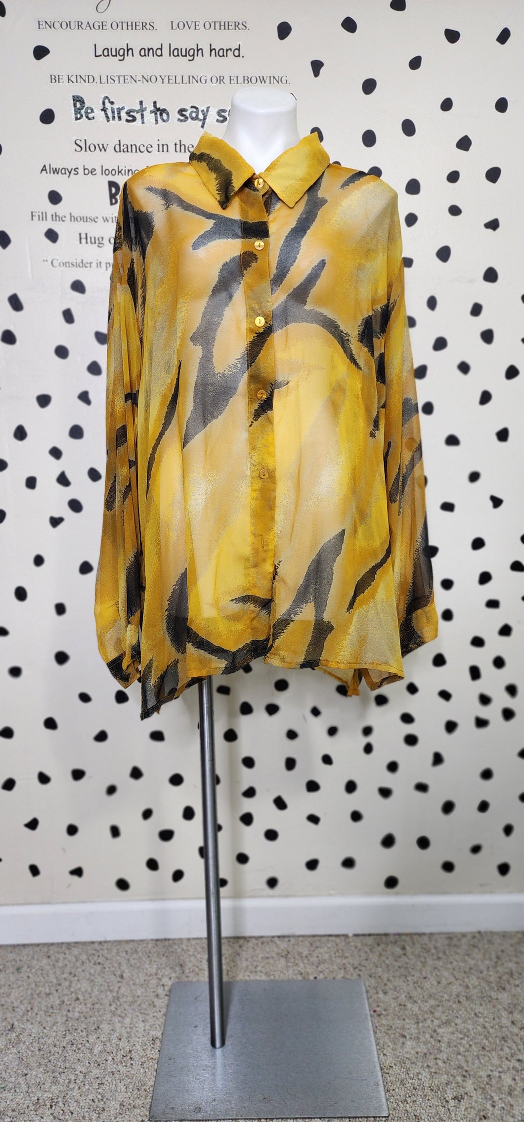 Erica Brook Sheer tiger top   sz 3x