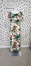 Load image into Gallery viewer, Off the shoulder jungle maxi dress   sz lrg fit
