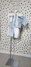 Load image into Gallery viewer, DENIM HALF/HALF CROO JACKET   SZ MED/LRG
