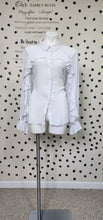 Load image into Gallery viewer, ELOQUII WHITE RUFFLED BLOUSE    SZ 20
