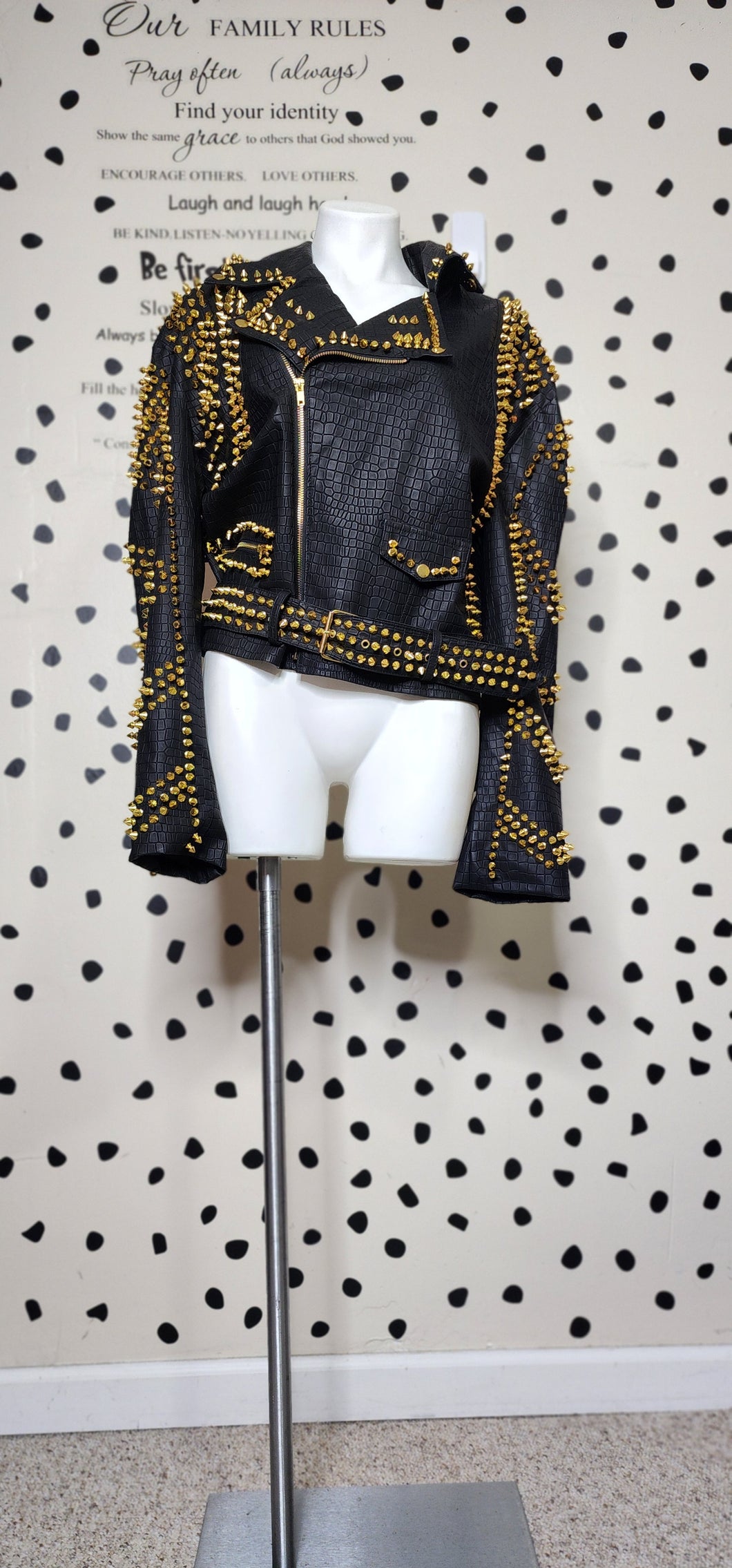 AZAELA WANG SPIKED MOTO JACKET     SZ XL