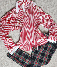 Load image into Gallery viewer, PLAID PANT/STRIPE BLOUSE 2 PIECE SET    SZ 8/10
