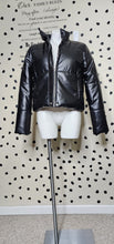 Load image into Gallery viewer, NWOT JUST FAB BLACK FAUX LEATHER COAT    SZ MED
