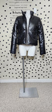 Load image into Gallery viewer, NWOT JUST FAB BLACK FAUX LEATHER COAT    SZ MED
