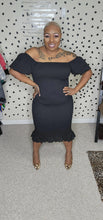 Load image into Gallery viewer, Off shoulder peplum dress  sz lrg/xlrg
