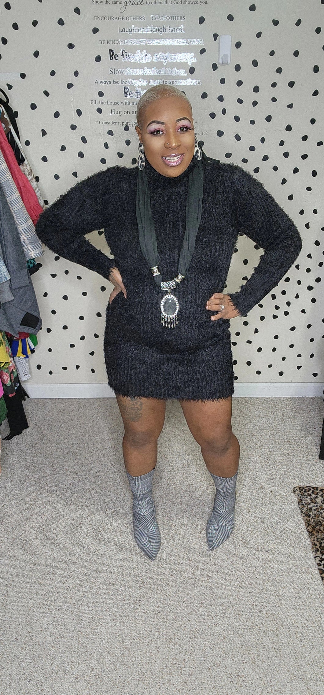 Faux Fur bodycon dress  sz lrg