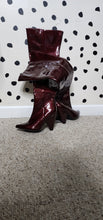 Load image into Gallery viewer, THIGH HIGH PATENT LEATHER HEELS   SZ 6
