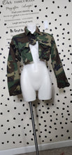 Load image into Gallery viewer, Camo crop cutout  jacket   sz med
