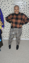 Load image into Gallery viewer, LEOPARD SEQUIN PANT/BOX PRINT SWEATER  2 PIECE  SET   SZ 2X FIT
