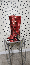 Load image into Gallery viewer, NEW WILD DIVA RED METALLIC HEELS      SZ 8
