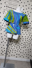 Load image into Gallery viewer, BLUE/LIME FREE PEPLUM TOP     SZ LRG FITTING (12/14)
