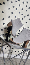 Load image into Gallery viewer, TOMS GRAY SUEDE HEELS      SZ 8
