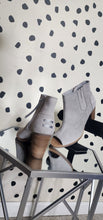 Load image into Gallery viewer, TOMS GRAY SUEDE HEELS      SZ 8

