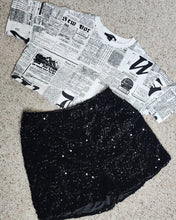 Load image into Gallery viewer, BLACK SEQUIN SHORT/TEE   2 PIECE SET       SZ LRG
