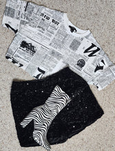 Load image into Gallery viewer, BLACK SEQUIN SHORT/TEE   2 PIECE SET       SZ LRG
