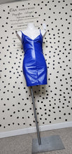 Load image into Gallery viewer, SHEIN SEXY BLUE FAUX LEATHER DRESS      SZ 0XL
