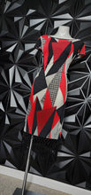Load image into Gallery viewer, RED/BLACK/WHITE FRINGE BOTTOM DRESS      SZ XL
