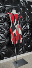 Load image into Gallery viewer, RED/BLACK/WHITE FRINGE BOTTOM DRESS      SZ XL

