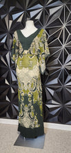 Load image into Gallery viewer, ROAMANS PRINTED MAXI DRESS       SZ 22 (WIAST BELT FOR ADJUSTMENTS)
