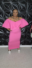 Load image into Gallery viewer, PINK OFF SHOULDER DRESS   SZ LRG/XLRG
