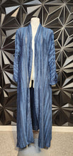 Load image into Gallery viewer, BLUE SHEER PANELED DUSTER        SZ LRG
