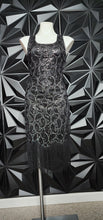 Load image into Gallery viewer, BLACK SEQUIN FRINGE DRESS     SZ MED
