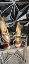 Load image into Gallery viewer, NEW MICHAEL KORS GOLD PLATFORM HEELS         SZ 10

