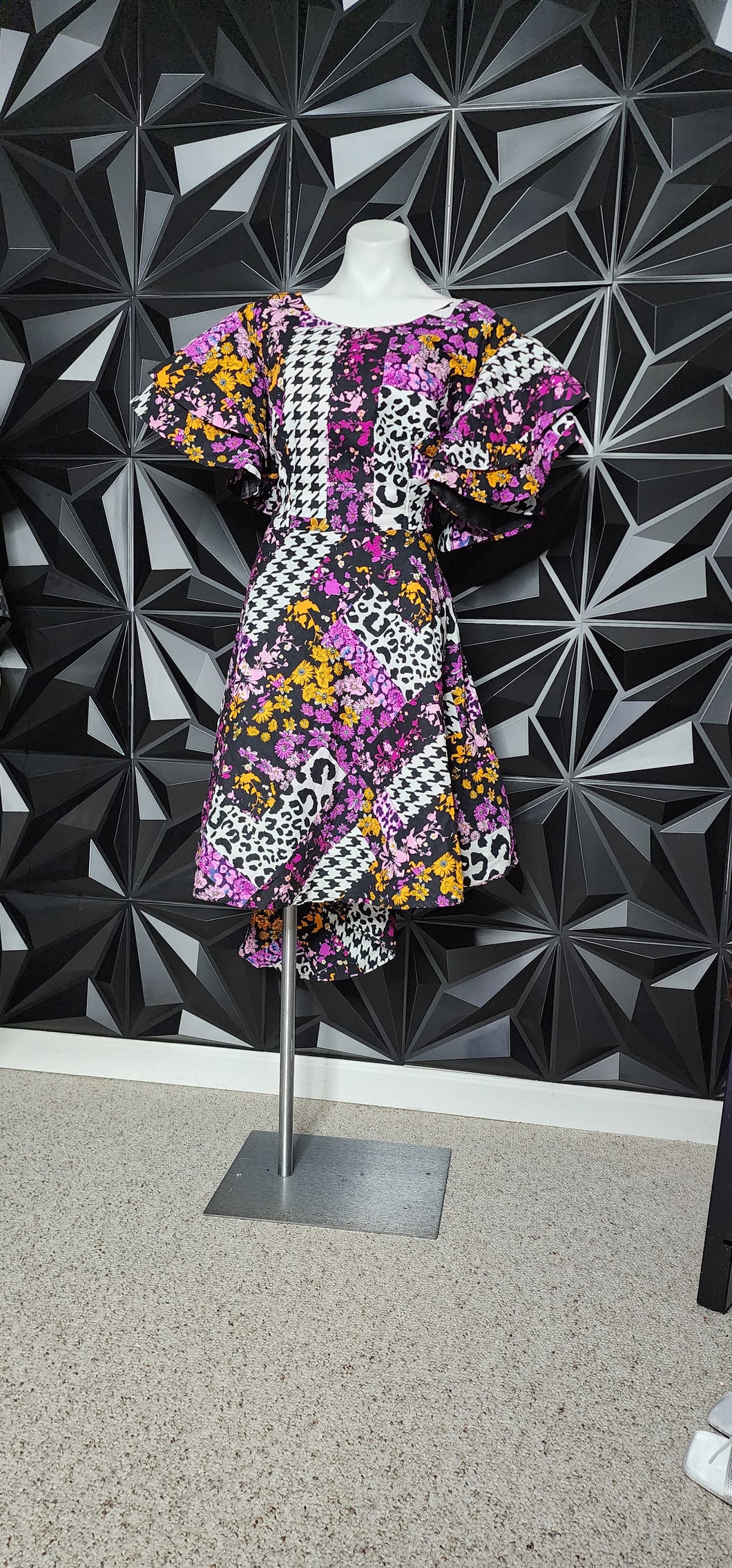 ANKARA RUFFLED FLARE DRESS       SZ 14/16