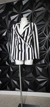 Load image into Gallery viewer, NWT VERA &amp; LUCY BLACK AND WHITE STRIPE BLAZER       SZ SMALL
