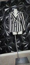 Load image into Gallery viewer, NWT VERA &amp; LUCY BLACK AND WHITE STRIPE BLAZER       SZ SMALL
