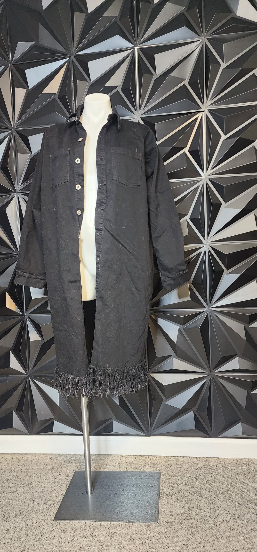 ASHLEY STEWART LONG FRINGE DUSTER      SZ 14 (STRETCH)