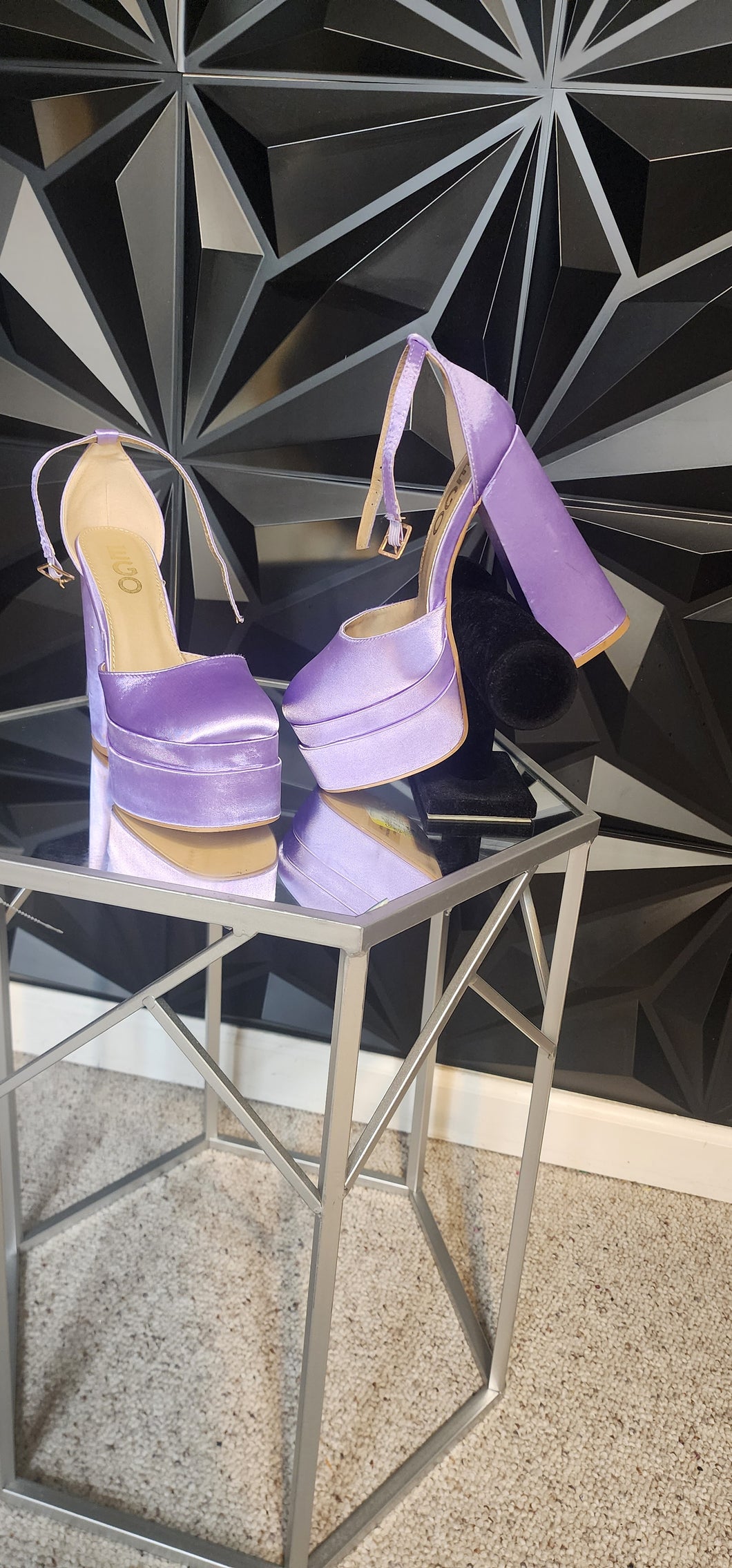 EGO PURPLE PLATFORM HEELS        SZ UK5= US 8  DISCLAIMER: COUPLE SCRATCHES ON HEELS