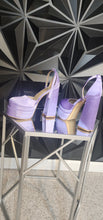 Load image into Gallery viewer, EGO PURPLE PLATFORM HEELS        SZ UK5= US 8  DISCLAIMER: COUPLE SCRATCHES ON HEELS
