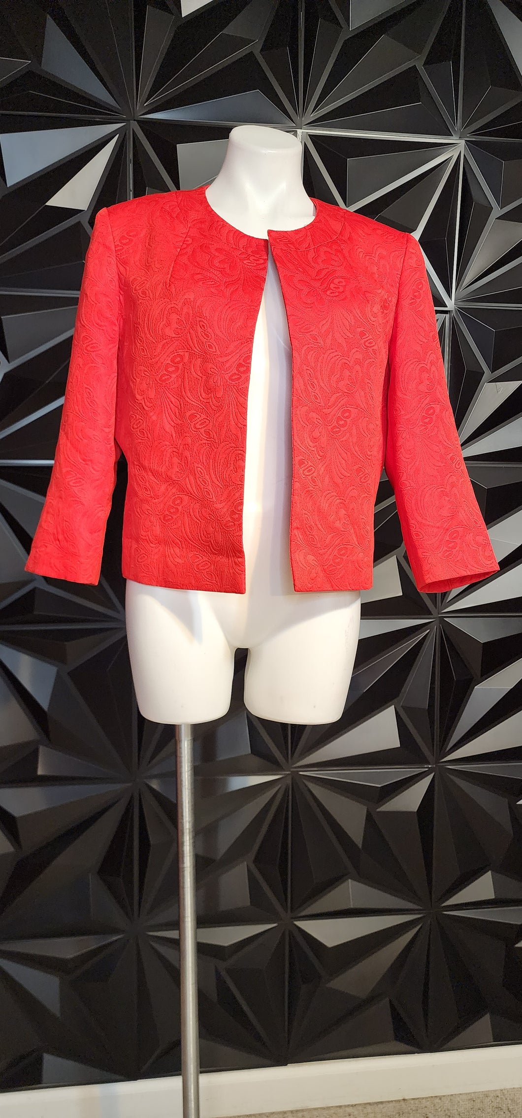 EMILY RED OPEN FRONT BLAZER       SZ 14