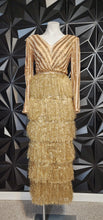 Load image into Gallery viewer, MY SIZE GOLD SEQUIN/FRINGE DRESS      SZ 46=LRG (10)
