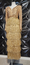 Load image into Gallery viewer, MY SIZE GOLD SEQUIN/FRINGE DRESS      SZ 46=LRG (10)
