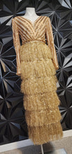 Load image into Gallery viewer, MY SIZE GOLD SEQUIN/FRINGE DRESS      SZ 46=LRG (10)
