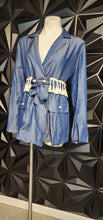 Load image into Gallery viewer, MYLYN SOFT DENIM TASSLE TOP       SZ LRG 10/12

